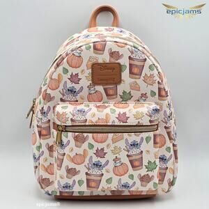 Loungefly Disney Lilo & Stitch Pumpkin Spice Latte Halloween Mini Backpack New